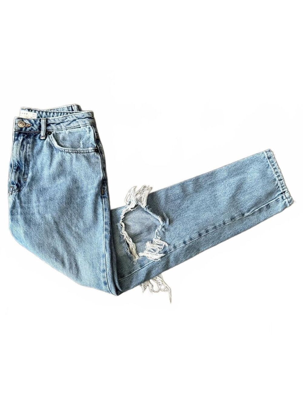Topshop Mom Womens Denim Jeans Waist 28 Distressed Grunge Streetwear Punk Ankle